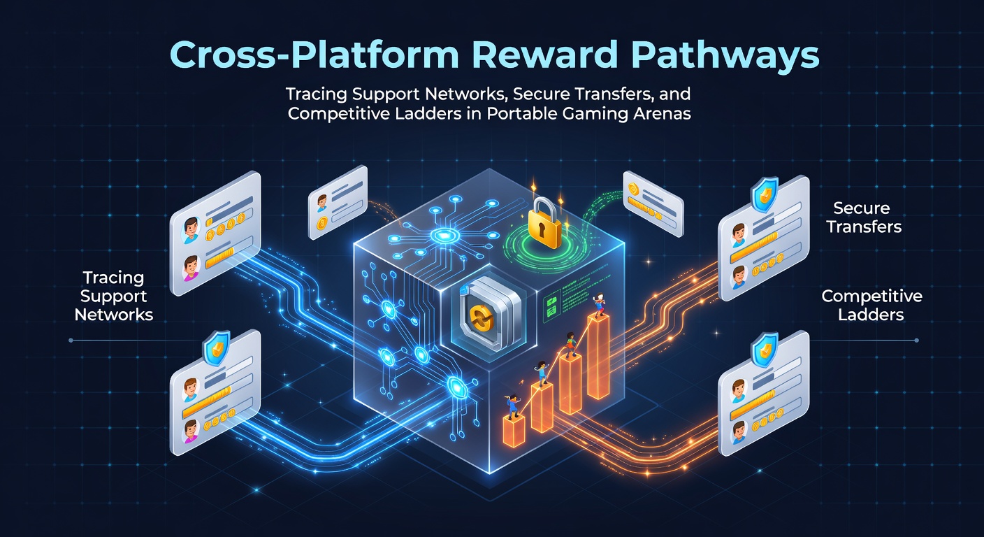 Cross-platform gaming interfaces showing reward pathways across mobile devices and consoles
