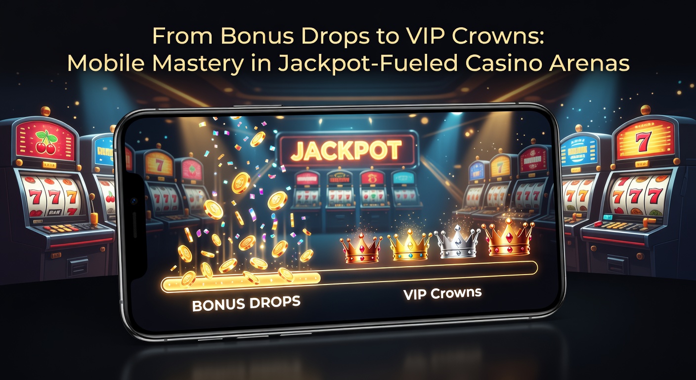 Smartphone screen displaying a vibrant mobile casino app with jackpot counters ticking up and bonus drop notifications popping