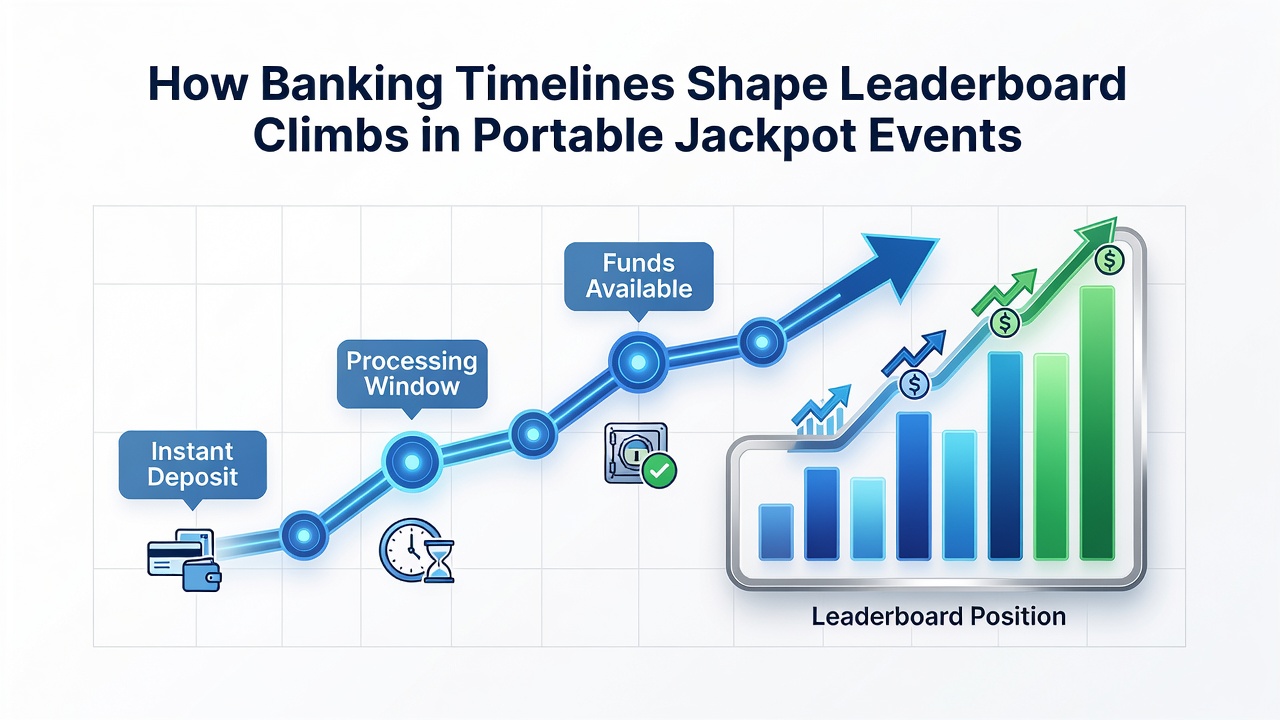 Infographic illustrating banking timeline impacts on mobile jackpot tournament rankings