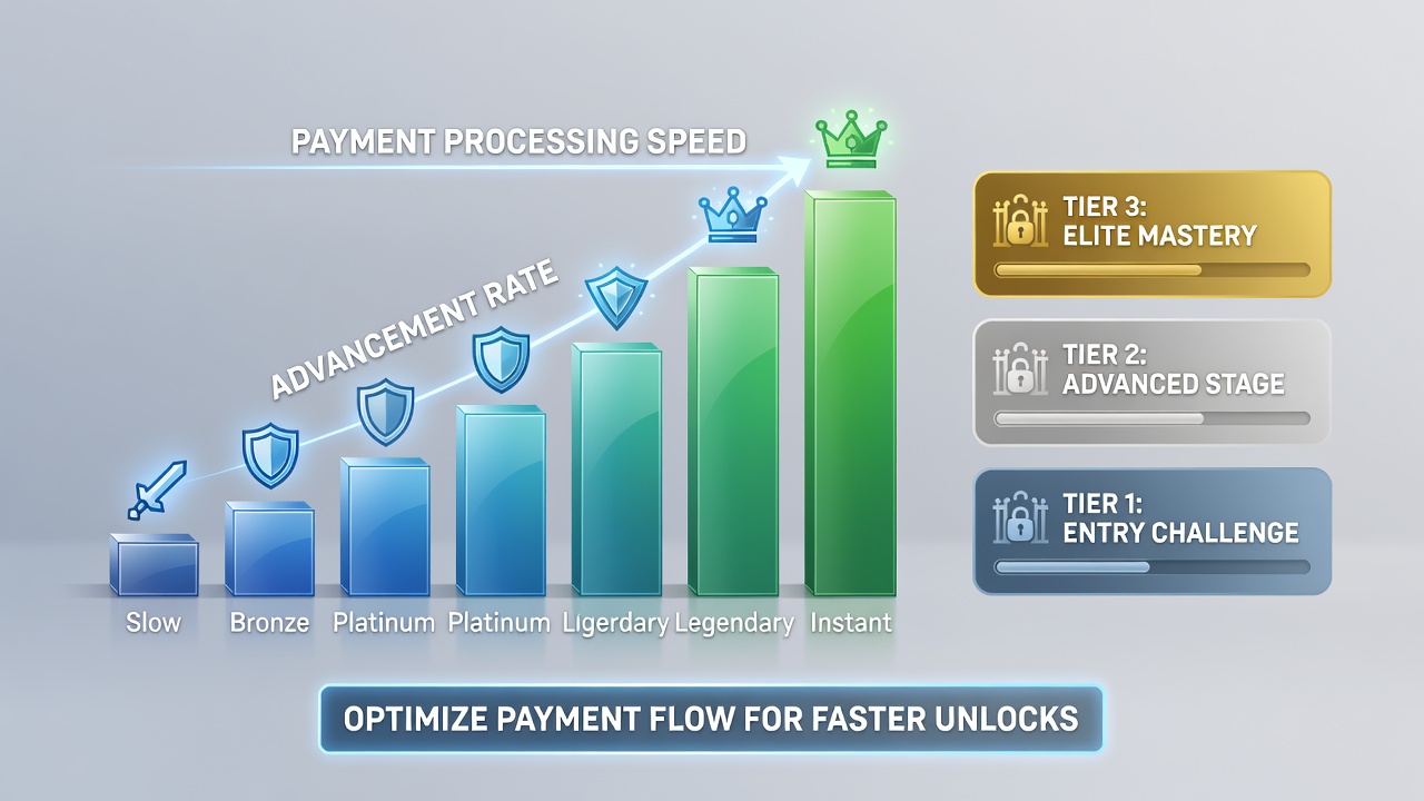 Analytics dashboard displaying correlation graphs between transaction speeds and player advancement metrics in progressive mobile challenges
