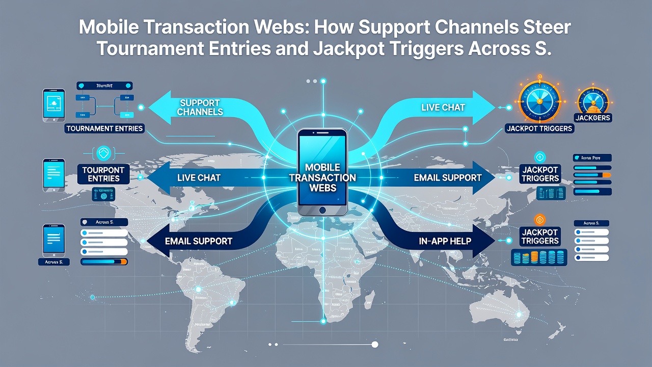 Support dashboard illustrating connections between mobile deposits, tournament registrations, and live dealer jackpot alerts